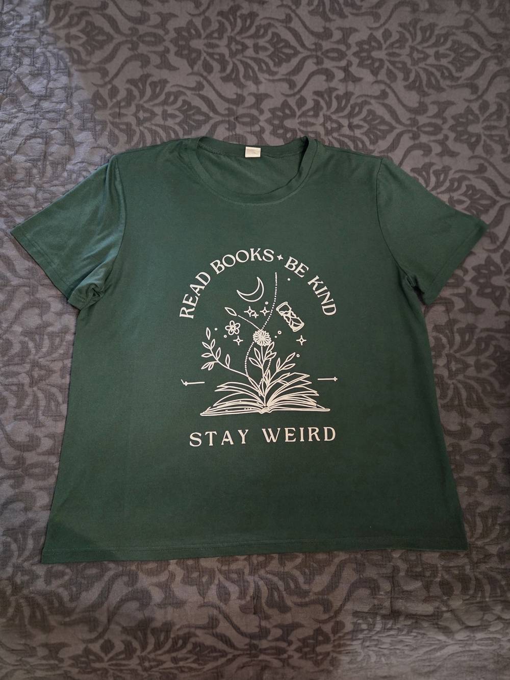 Green Graphic Tee - Read Books Be Kind Stay Weird